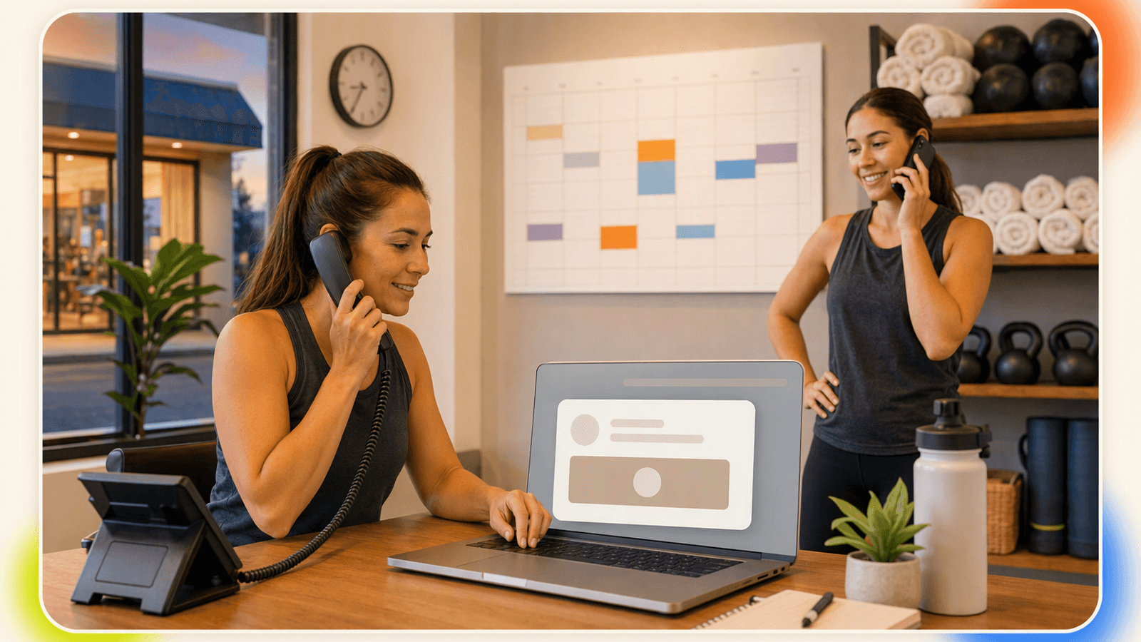A studio owner sets up phone and calendar connections before testing how incoming calls become appointments.