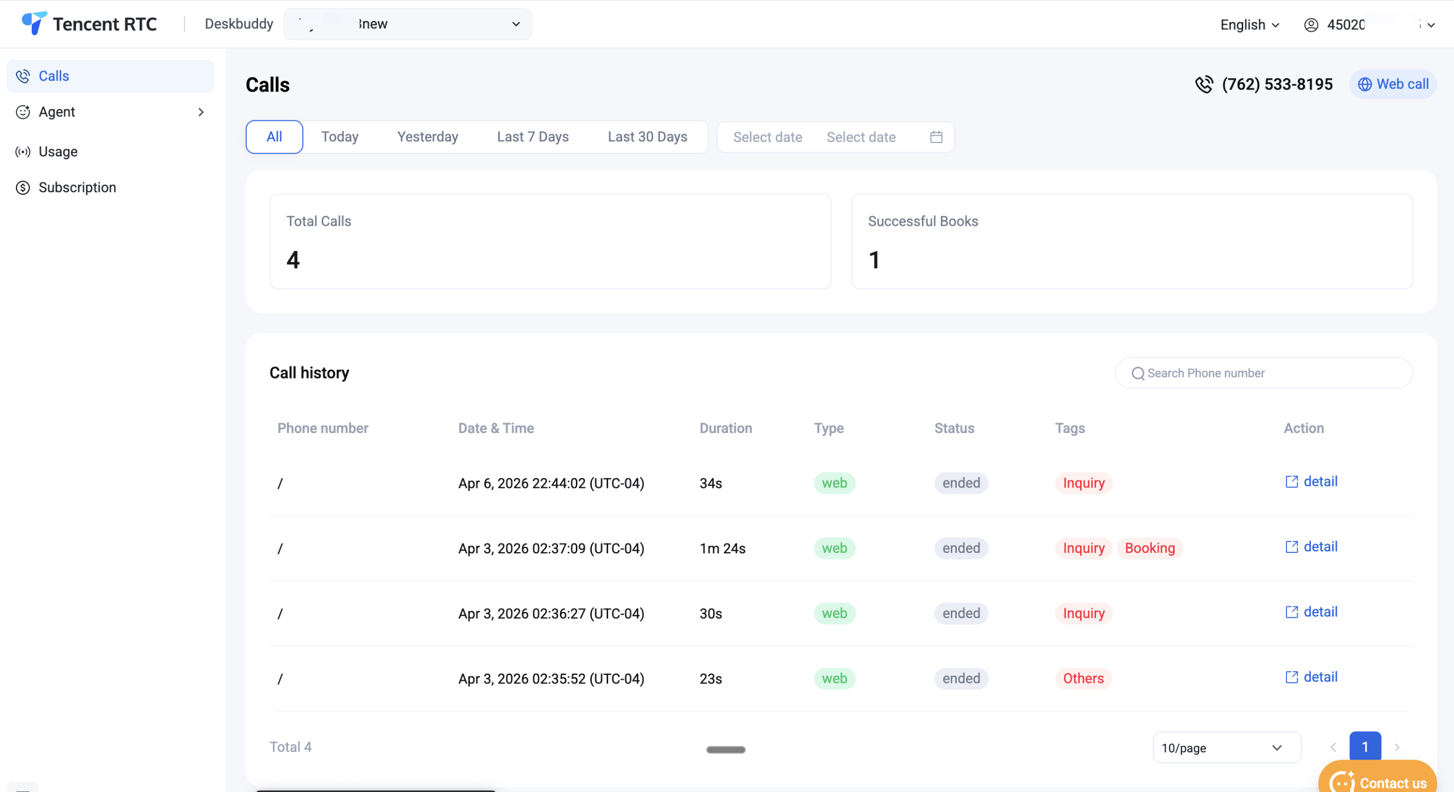 Calls overview