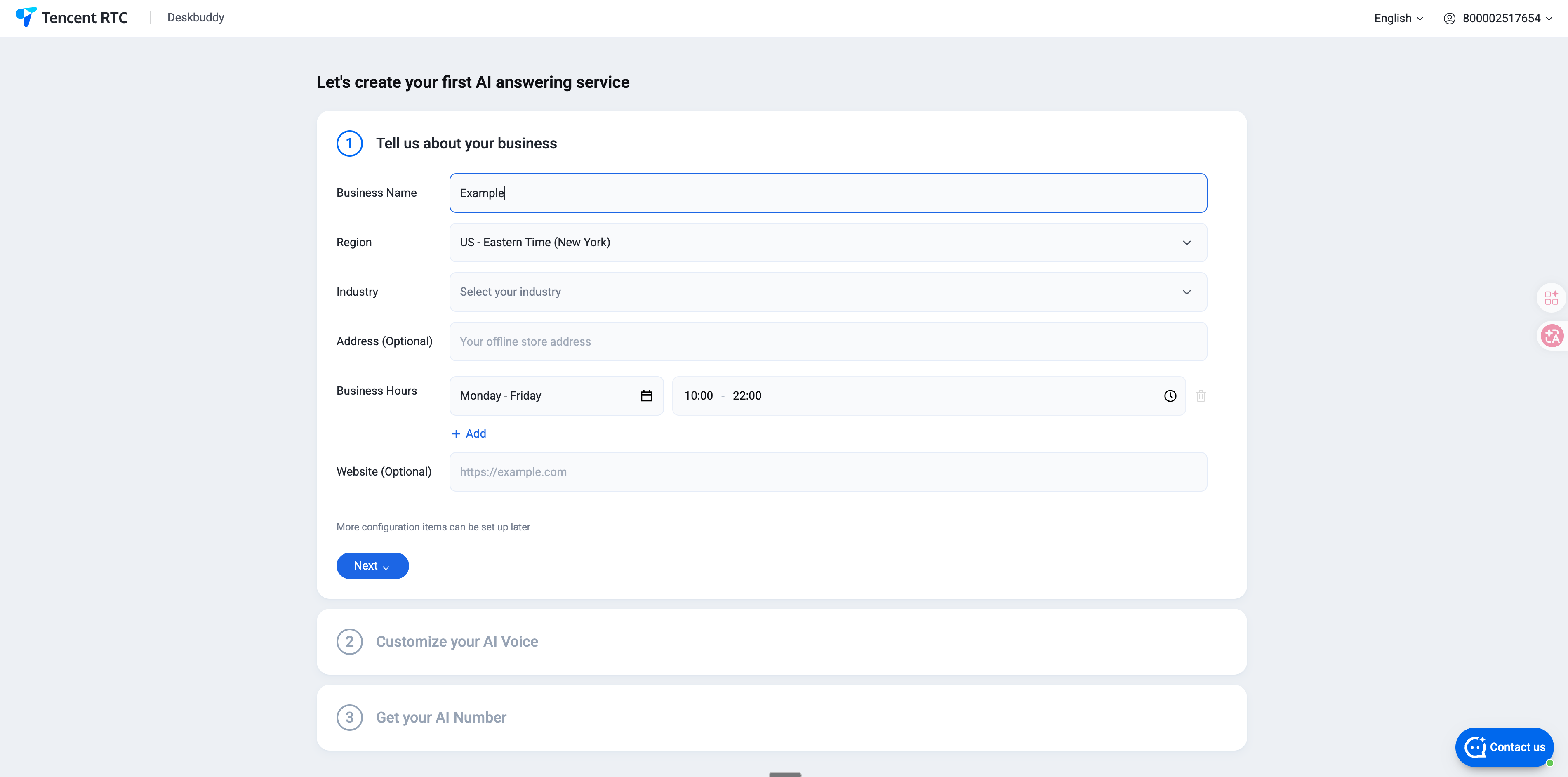 Onboarding step 1